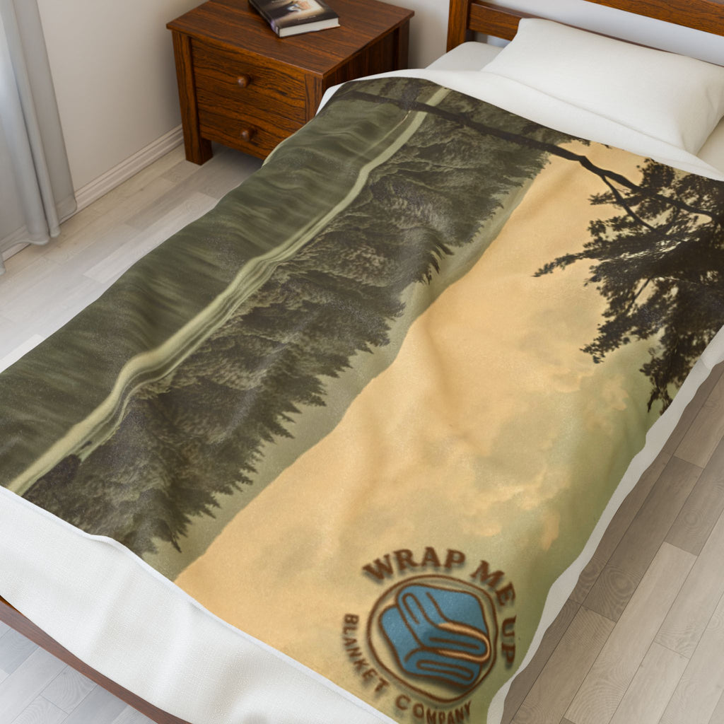 Scenic Lake Velveteen Plush Blanket — 'Wrap Me Up' Cozy Nature Throw